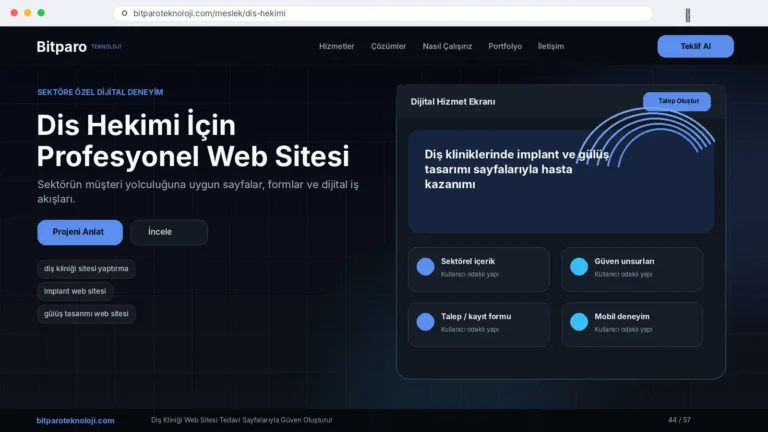 bitparoteknoloji.com: Diş Kliniği Web Sitesi Tedavi Sayfalarıyla Güven Oluşturur