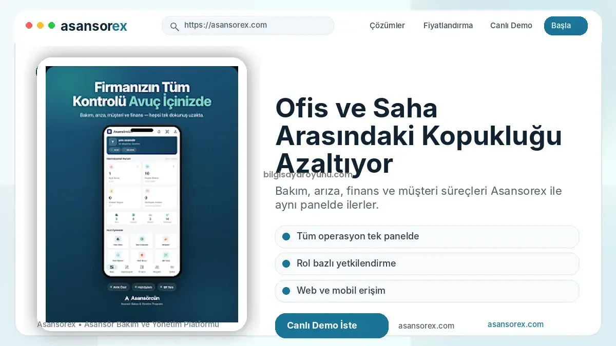 Asansorex.com Ofis Ve Saha Arasındaki Kopukluğu Azaltıyor